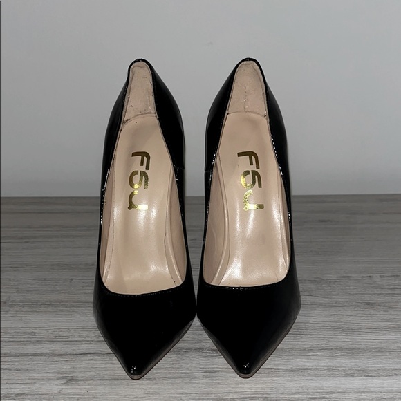 FSJ Shoes - Size 4 heels Petite shoes FSJ black patent 12cm